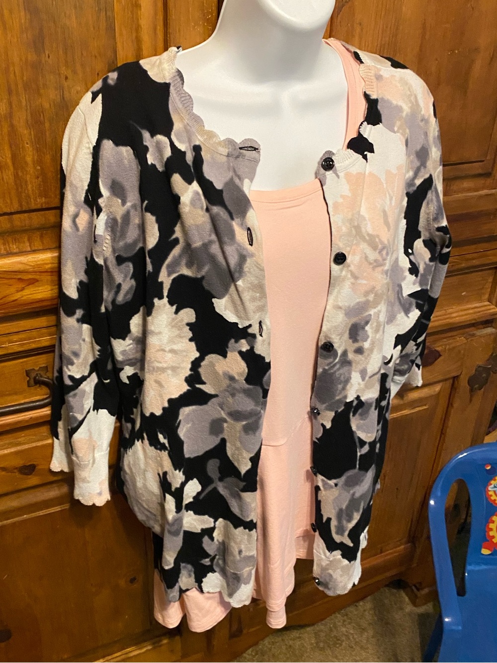 Isaac Mizrahi Live Set Cardigan Sweater Pima Cotton Tunic Top Small whimsical